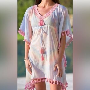 NWT SIMPLY SOUTHERN TIE DYE SWIRL BEAD COVERUP S/M